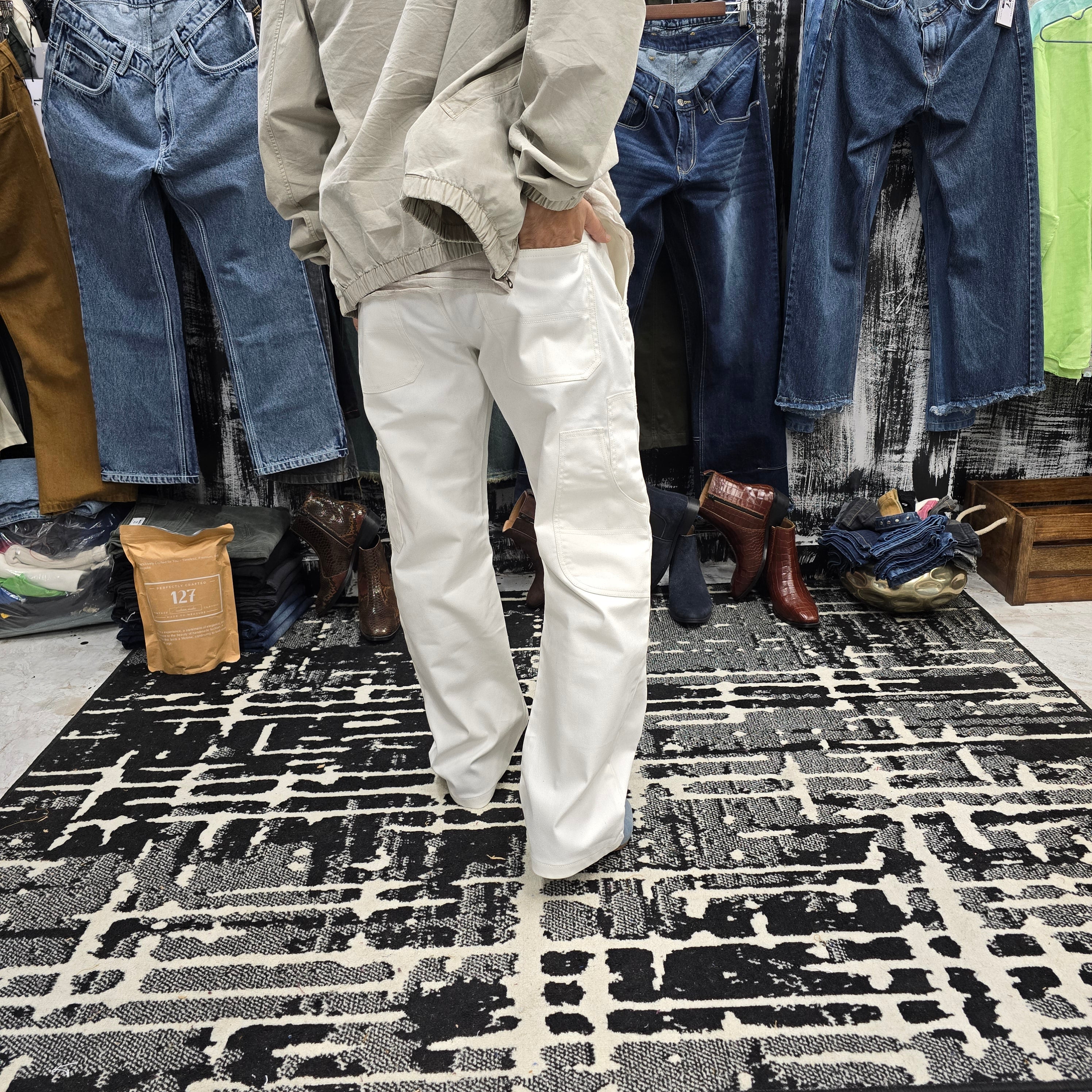 Arctic White Utility Carpenter Jeans