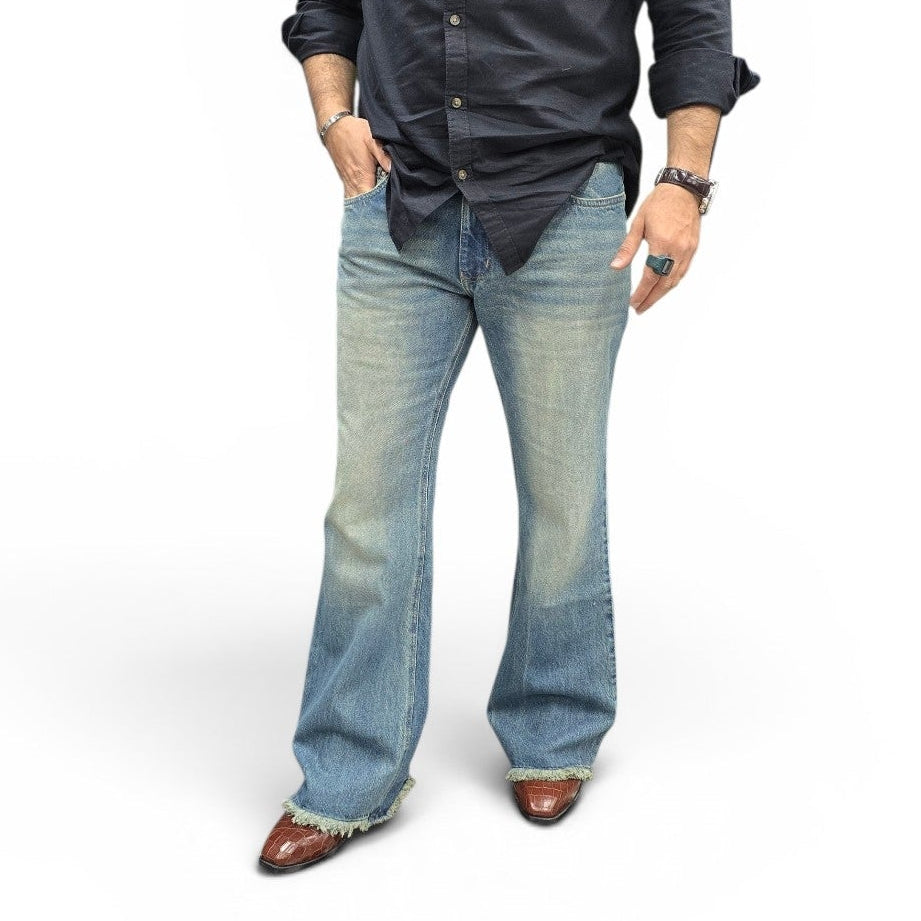Frost Fade Distressed Bootcut Jeans