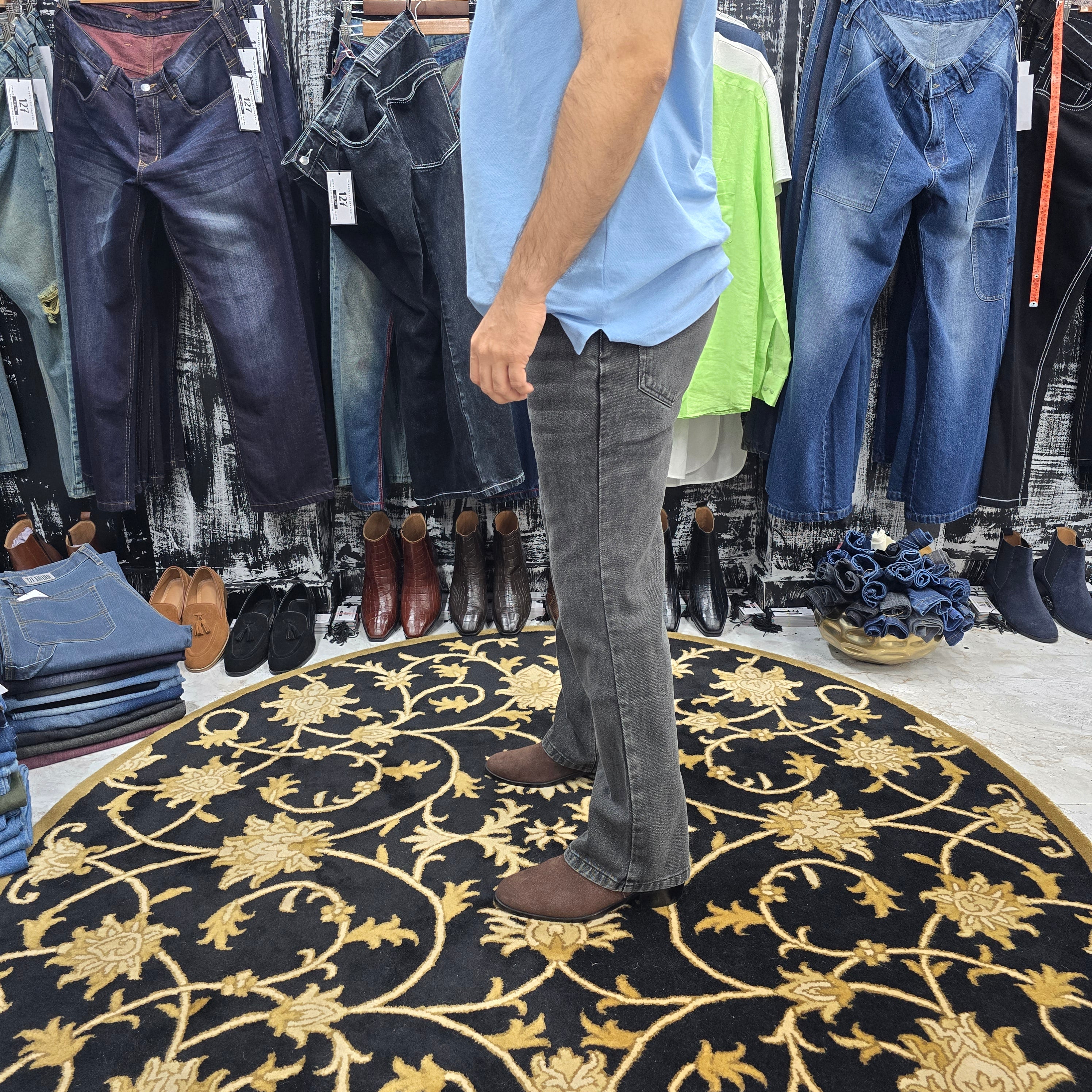 Charcoal Black Semi Bootcut Jeans