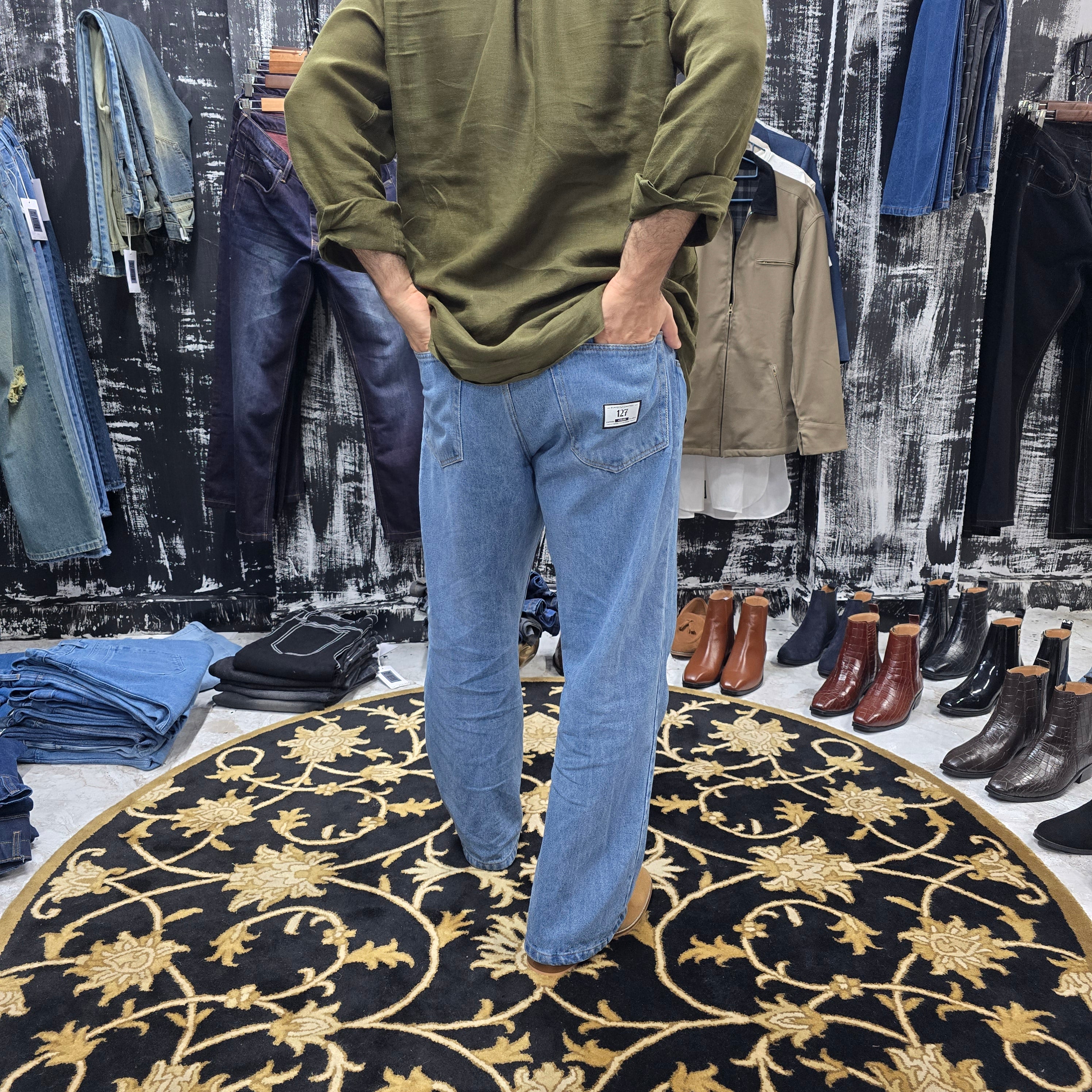 Skyline Fade Straight Wide-Leg Jeans