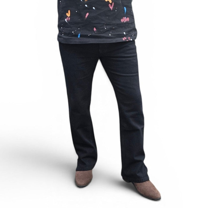 Jet Black Multifunctional Bottom Zip Jeans