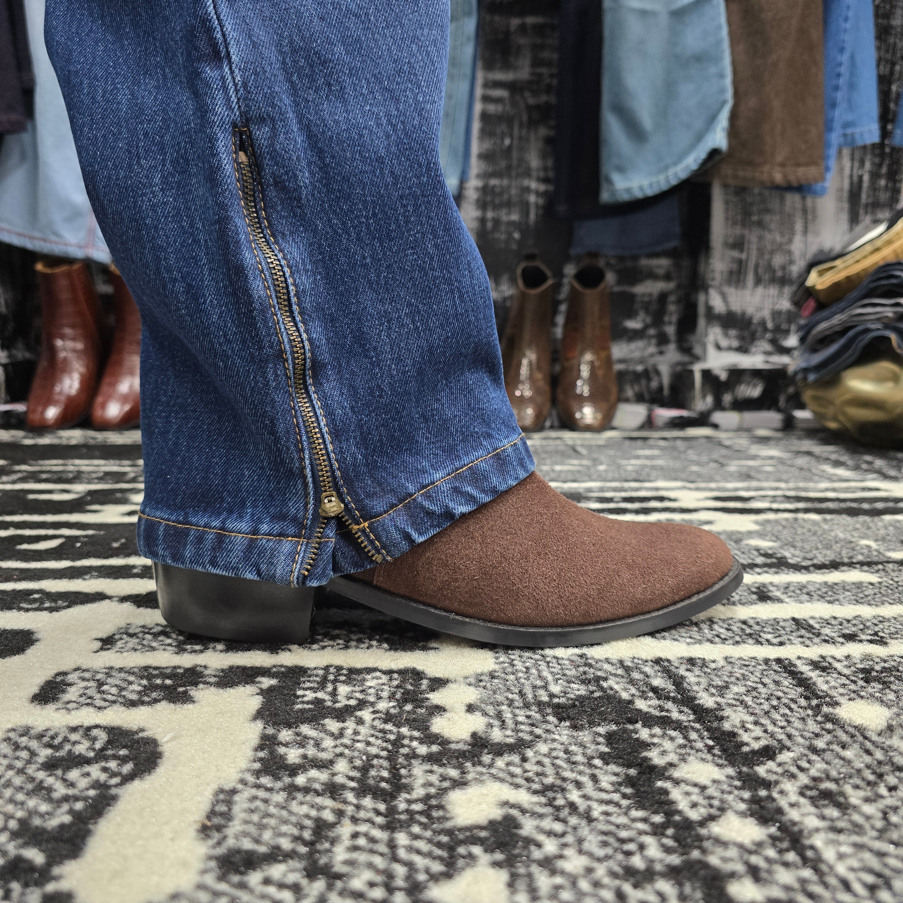 Vintage Blue Multifunctional Bottom Zip Jeans