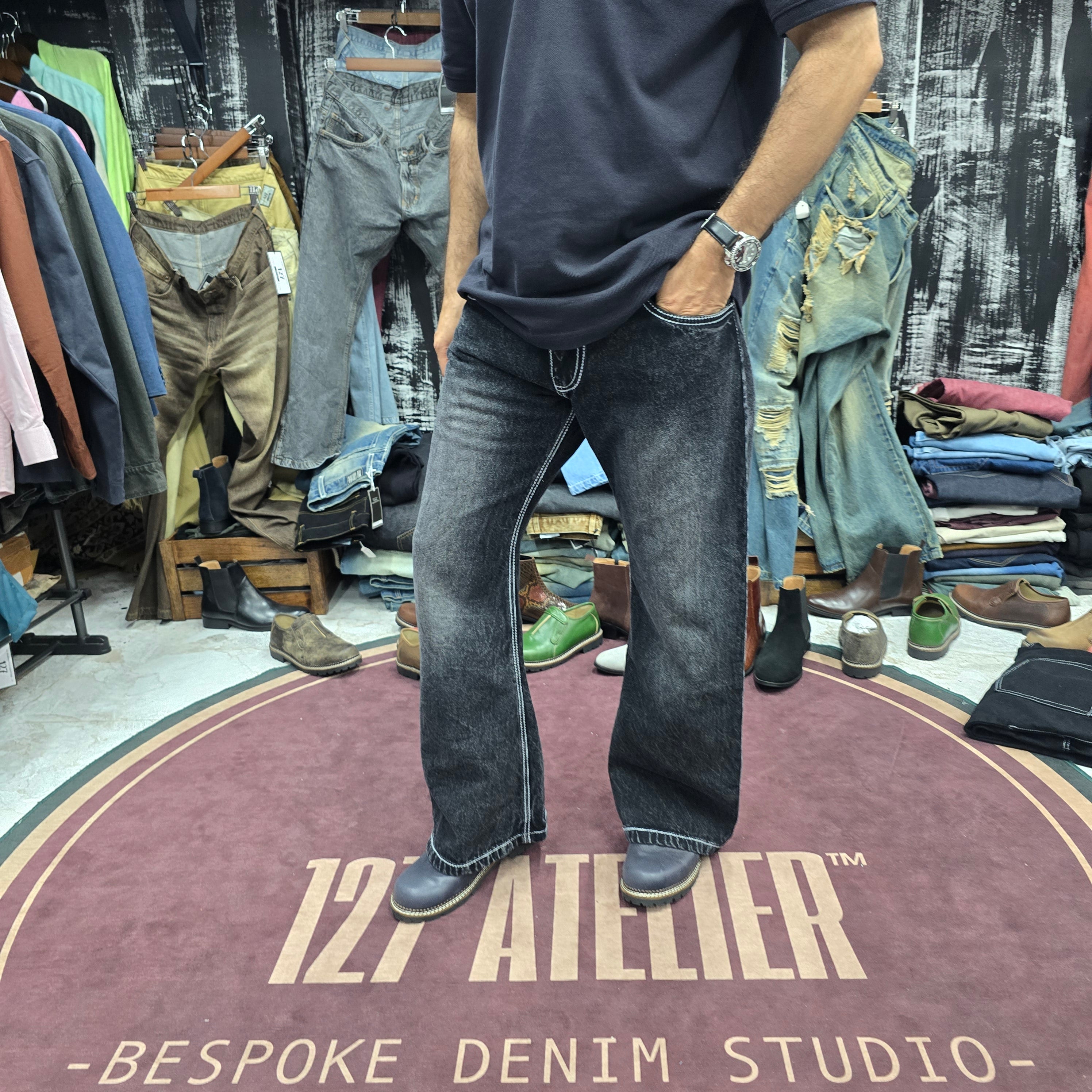 Black Burnt Cloud Bootcut Jeans