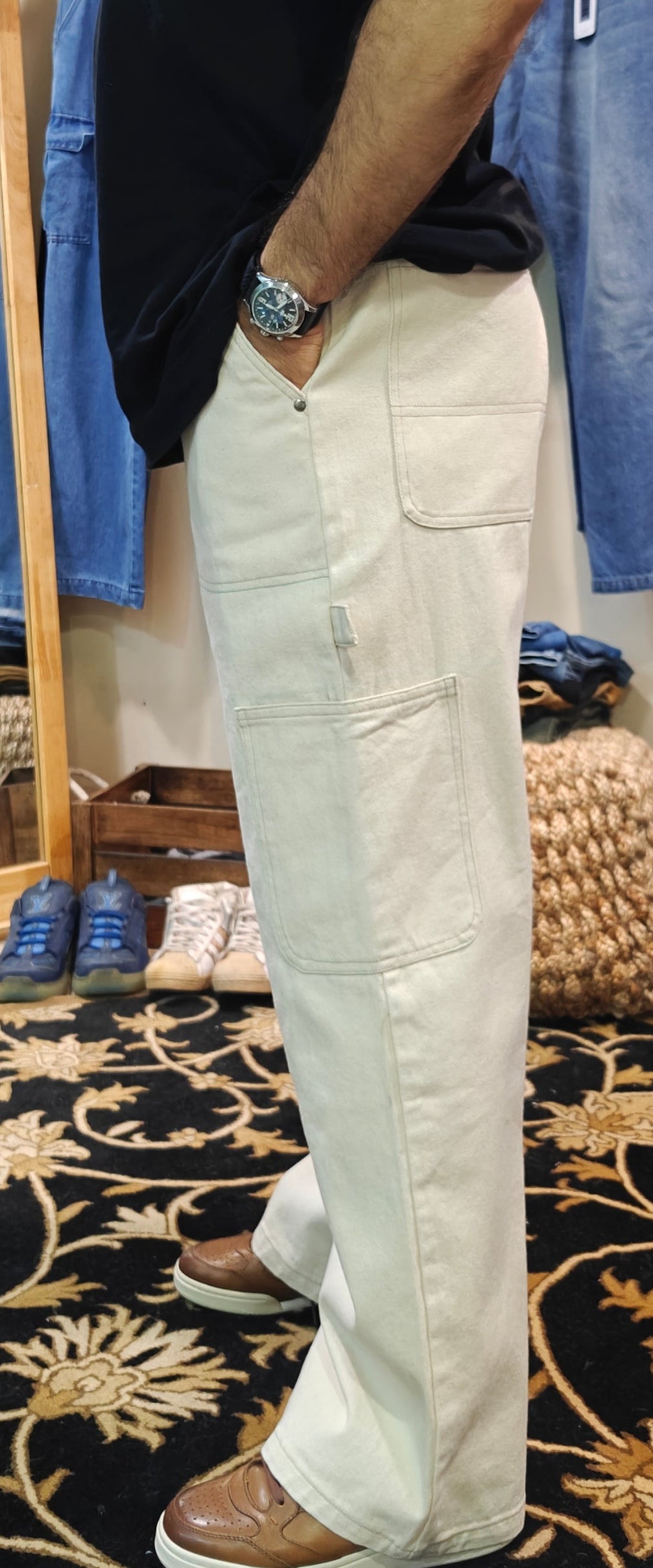 Artisan Utility Wide Leg  Natural Canvas Denim
