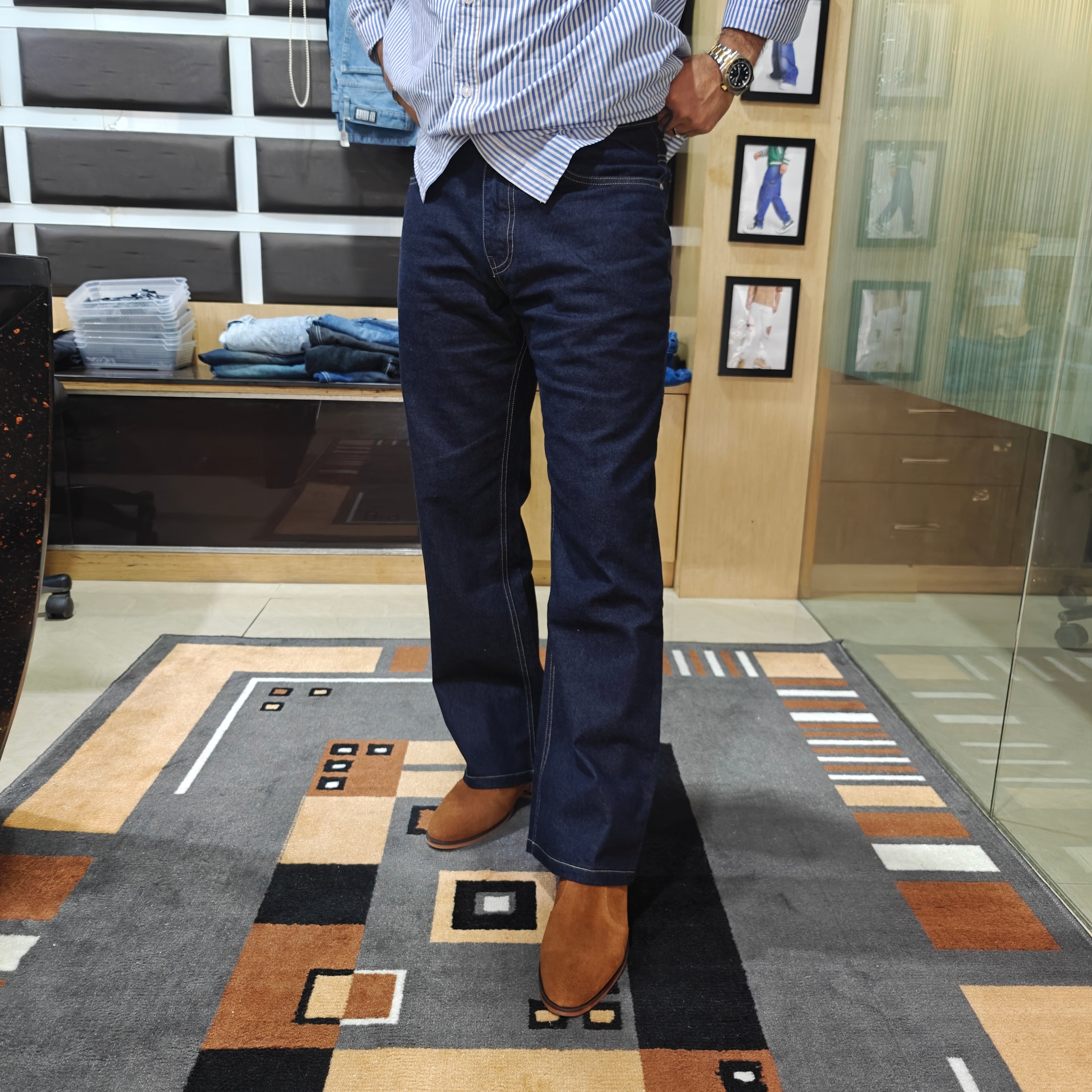 Raw Indigo Semi Bootcut Jeans