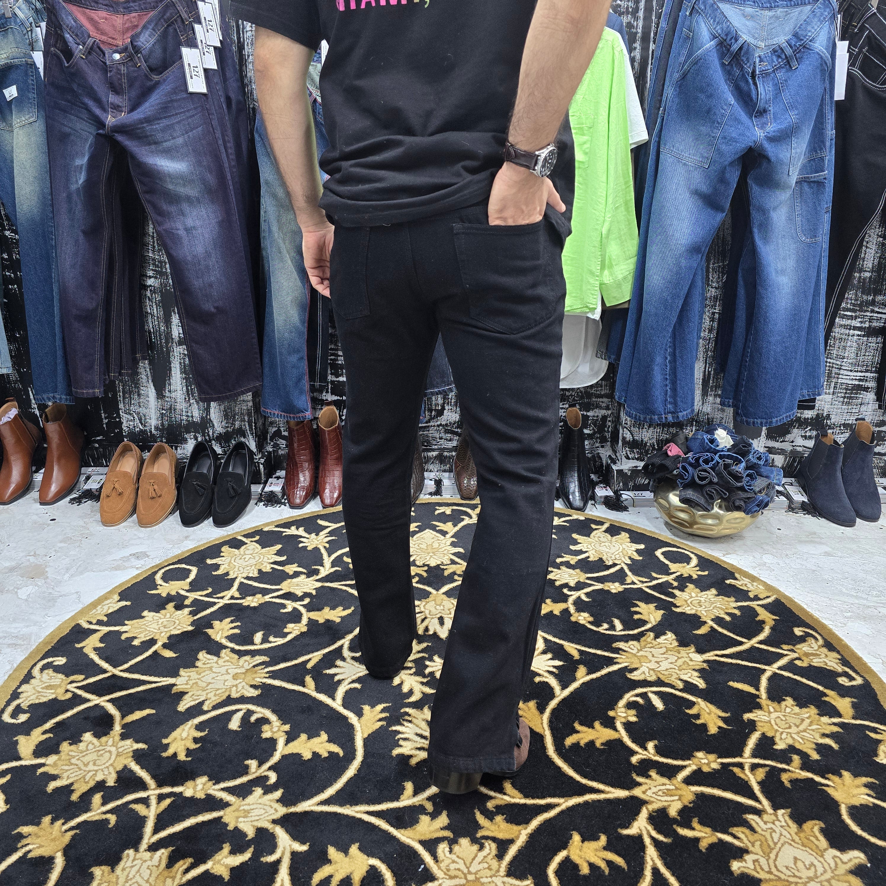 Jet Black Multifunctional Bottom Zip Jeans