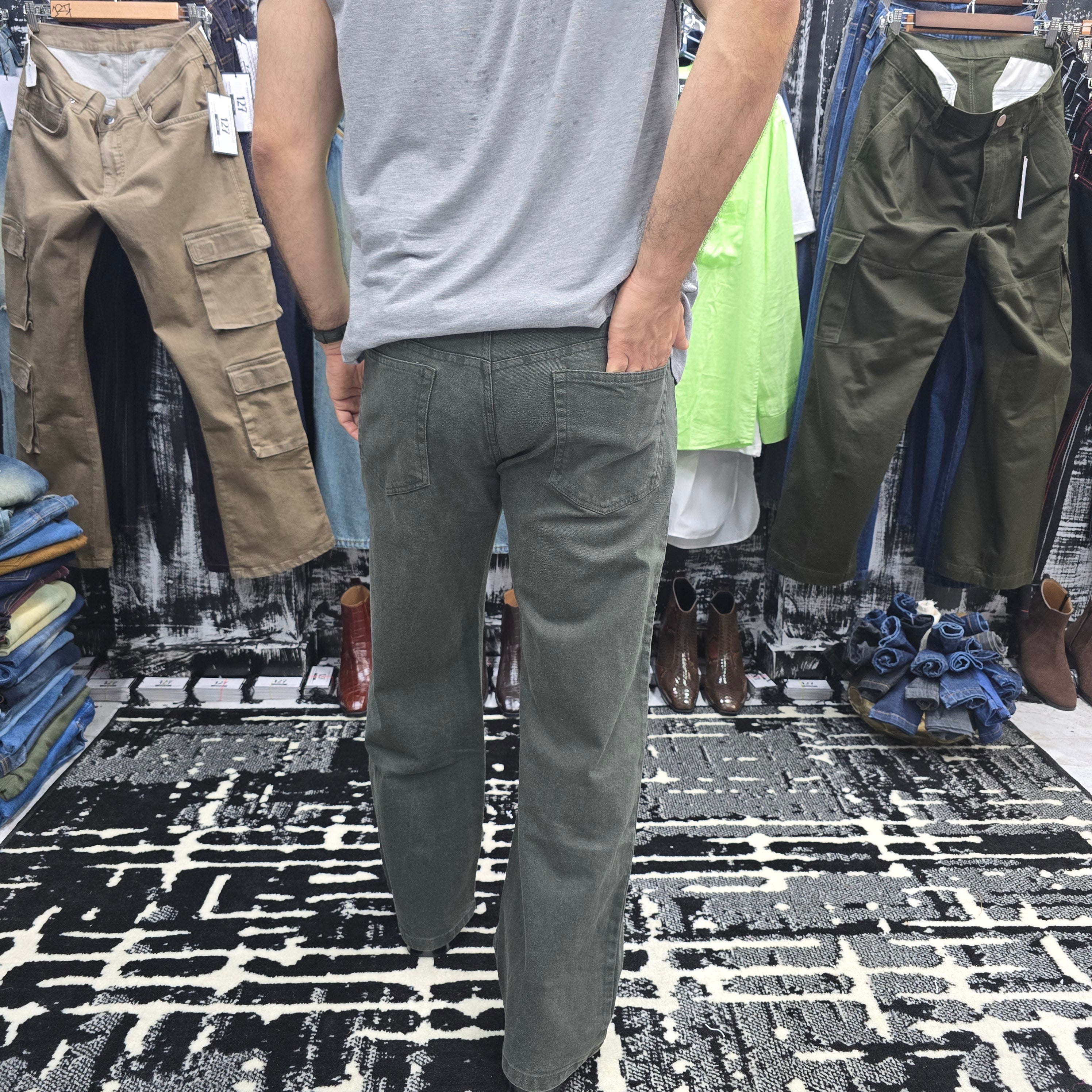 Olive Drift Wide-Leg Jeans
