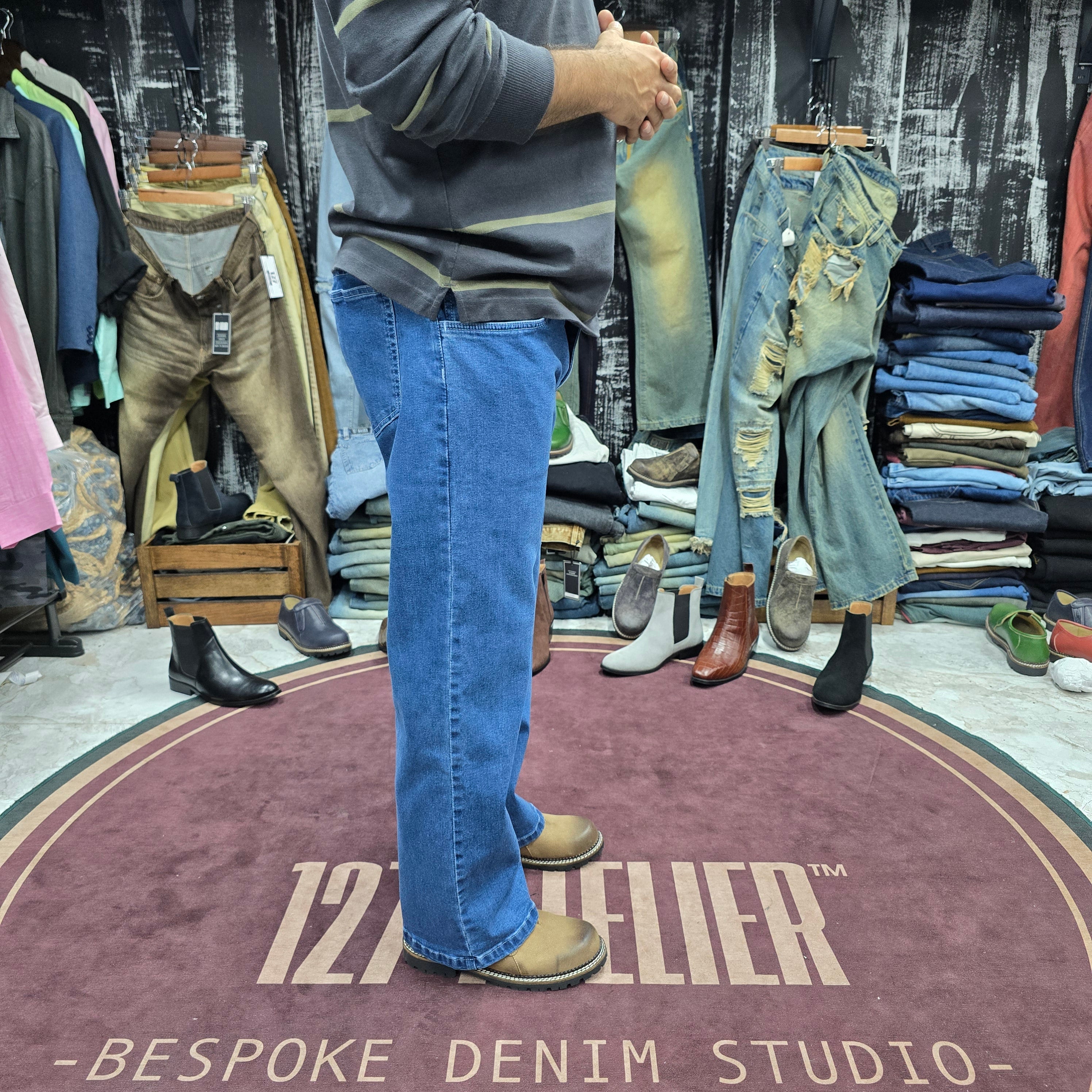 Mid Blue Straight Fit Pajama Denim Jean
