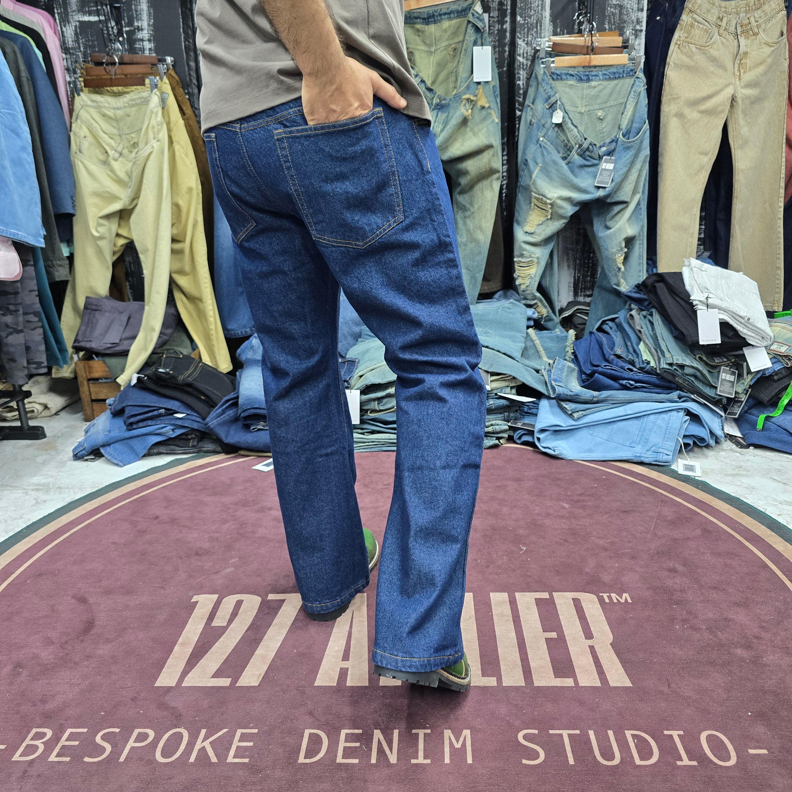 Classic Bootcut Jeans In Deep Indigo Wash