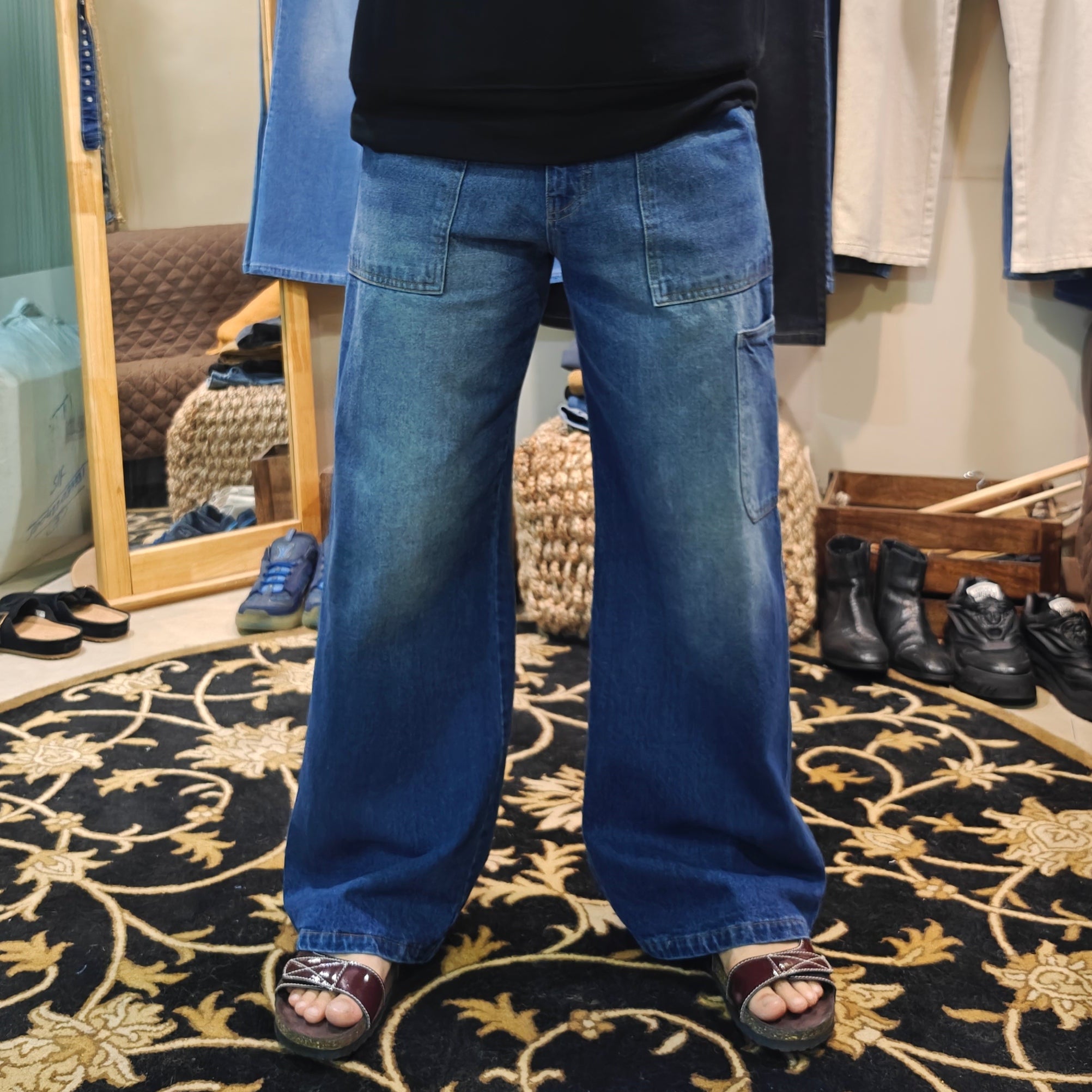Utility Wide Leg Indigo Wash