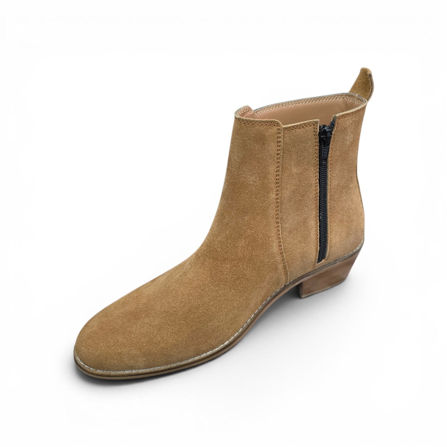 Camel brown Suede Leather Cuban