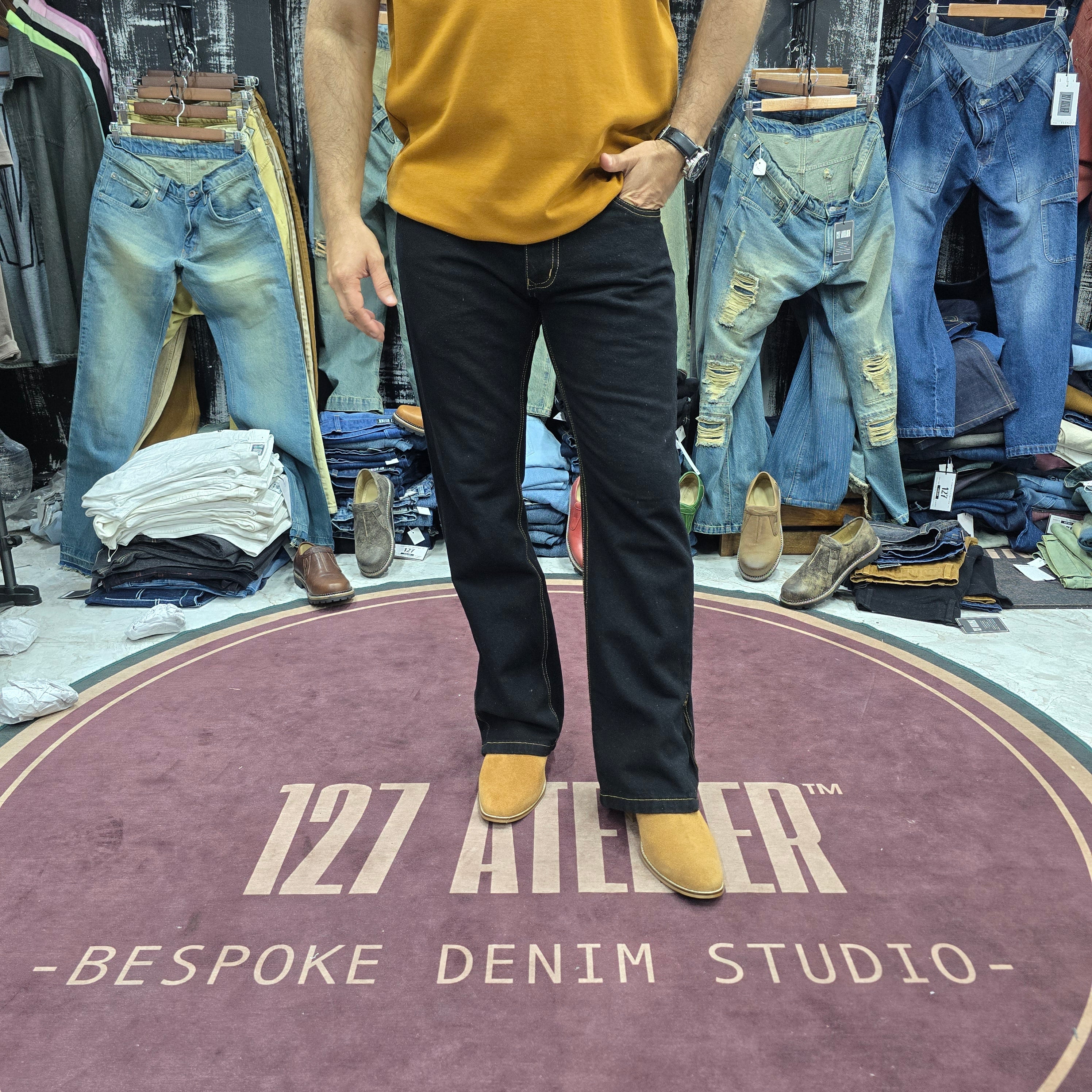 Jet Black Zip-Hem Bootcut Jeans