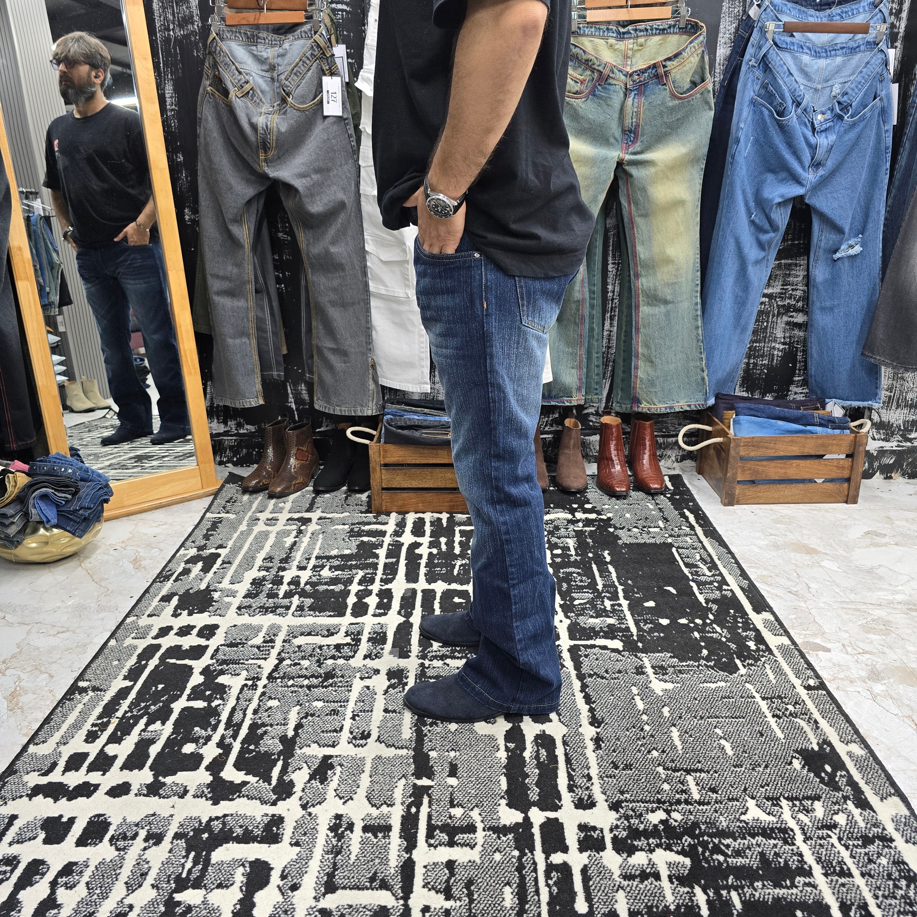 Classic Slub Denim Semi Bootcut Jeans