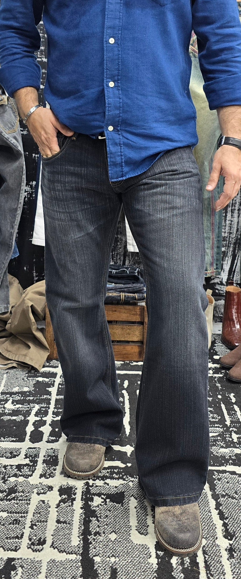 Shadow Fade Slub Denim Bootcut Jeans