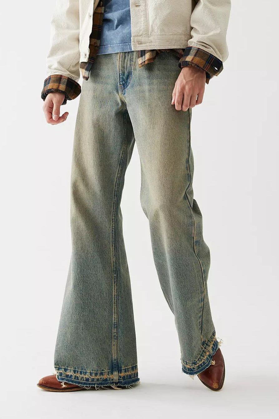 Vintage Sage Fade Bell Bottom Jeans