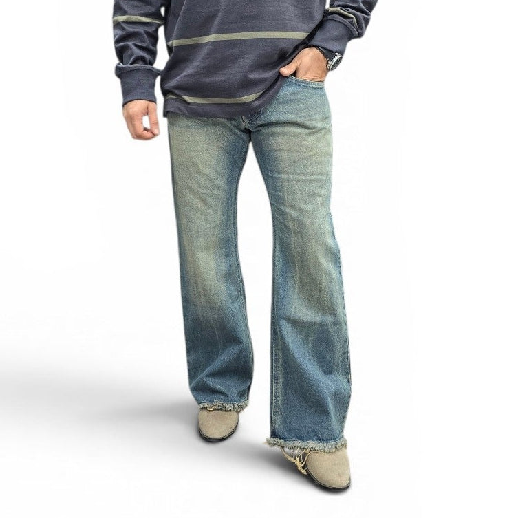 Vintage Fade Frayed Hem Bootcut Jeans