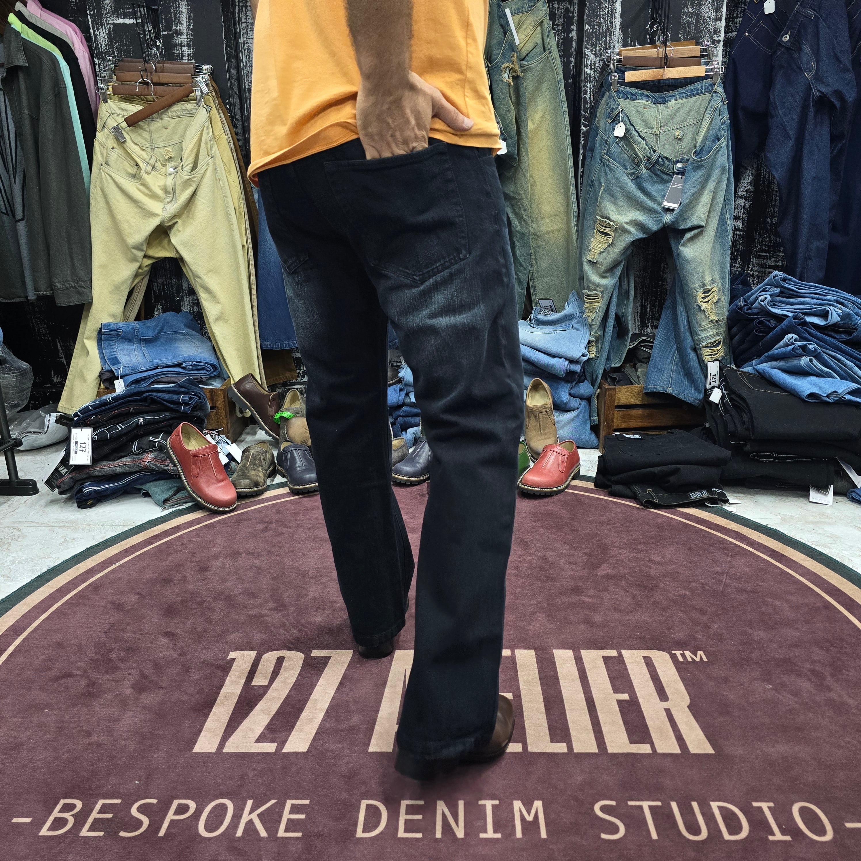 Semi Bootcut Jeans In Onyx Black Wash