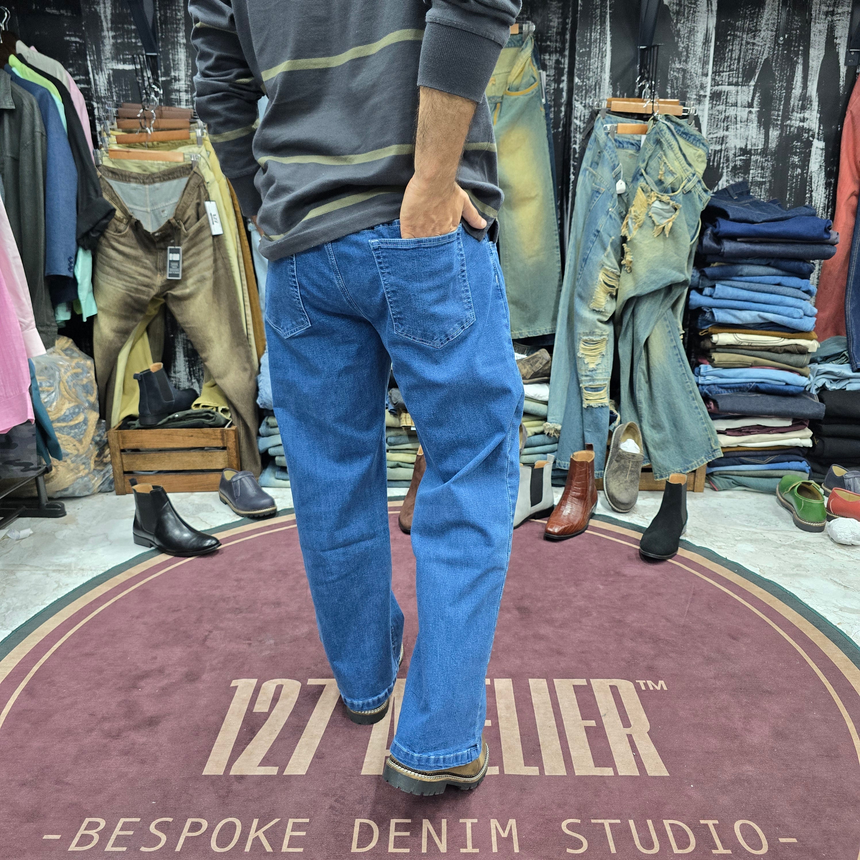 Mid Blue Straight Fit Pajama Denim Jean