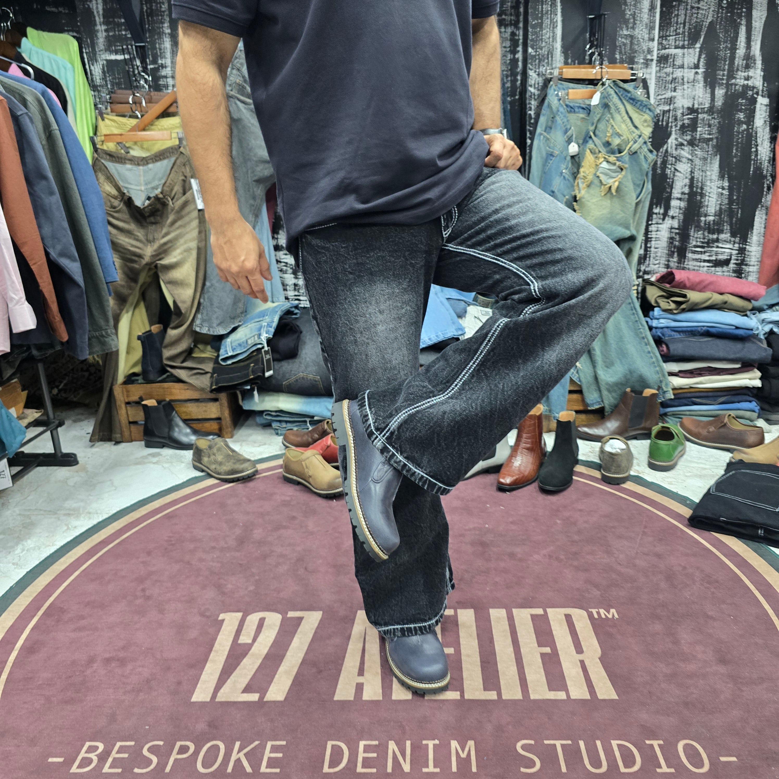 Black Burnt Cloud Bootcut Jeans