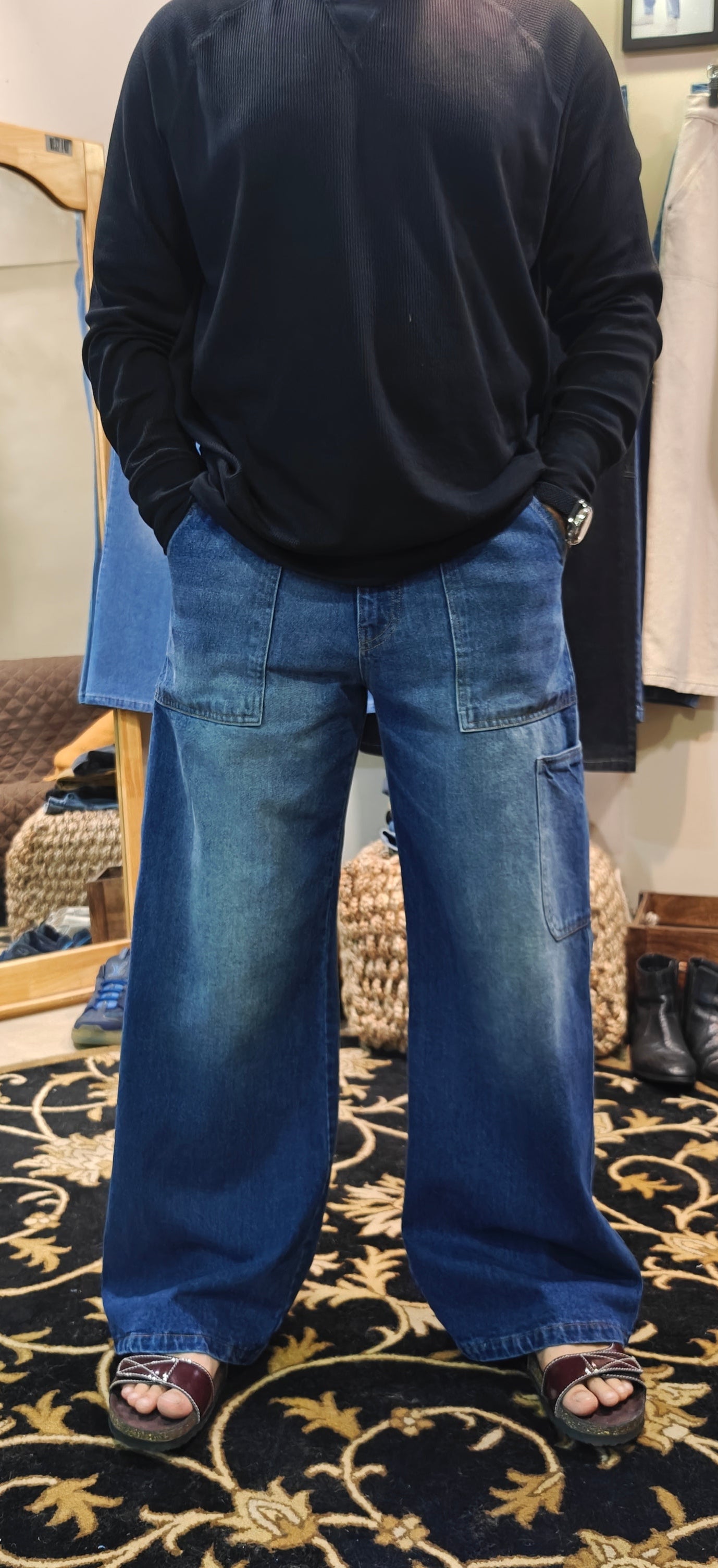 Utility Wide Leg Indigo Wash